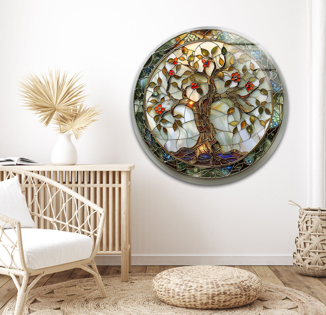 Tree of Life Circle Glass Wall Art glass image printing, glass prints from photos