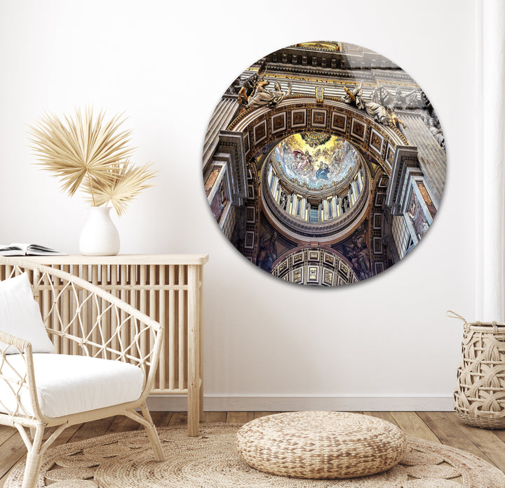 St. Peter’s Basilica Glass Wall Art – Vatican Ceiling Architecture