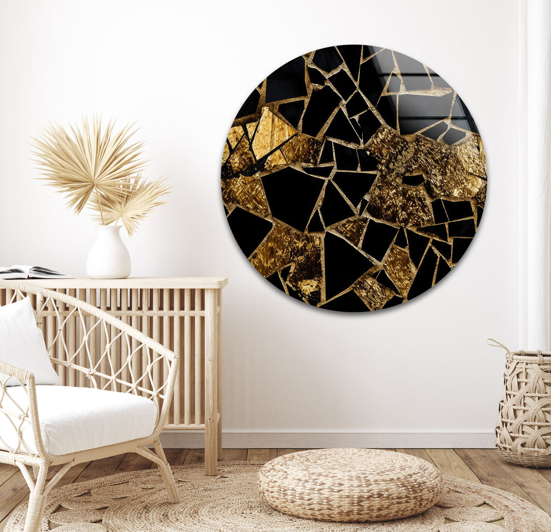 Black marble with gold Stained Glass Wall Art