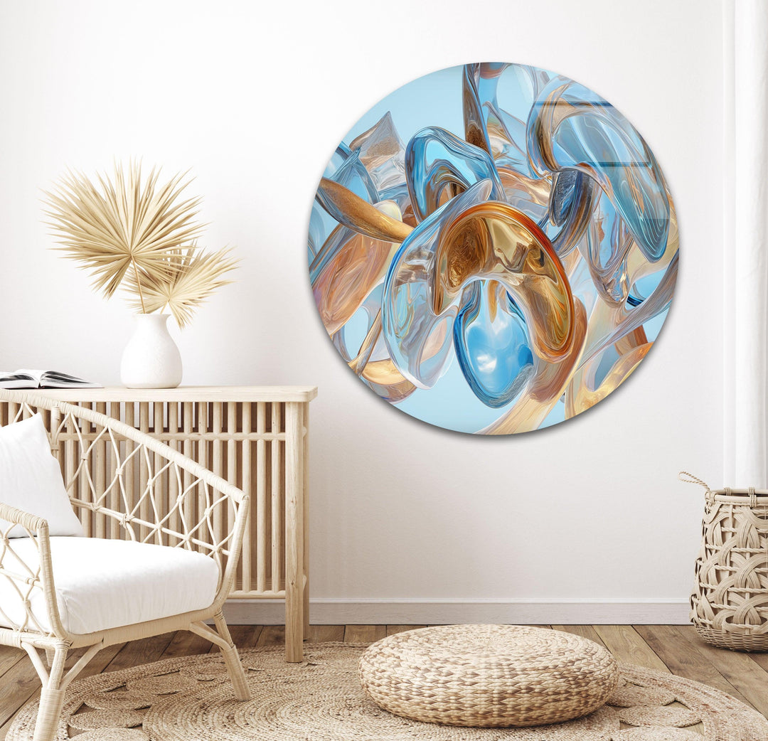 Brown Details Blue Abstract Glass Wall Art glass image printing, glass prints from photos