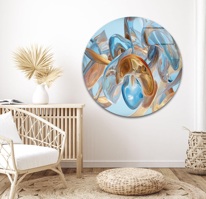 Brown Details Blue Abstract Glass Wall Art glass image printing, glass prints from photos