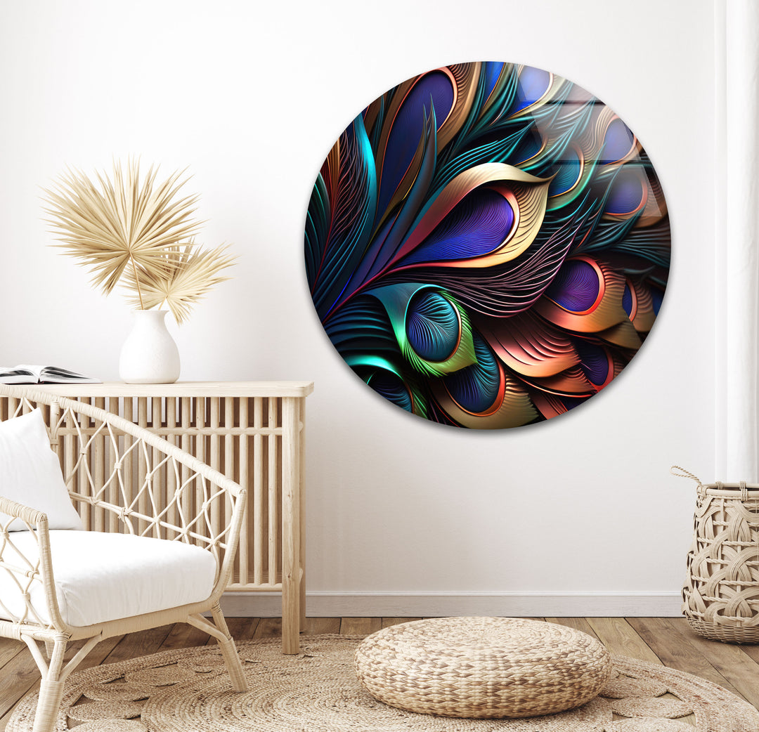 Colored Peacock Feather Glass Wall Art art glass wall art, glass wall art pictures