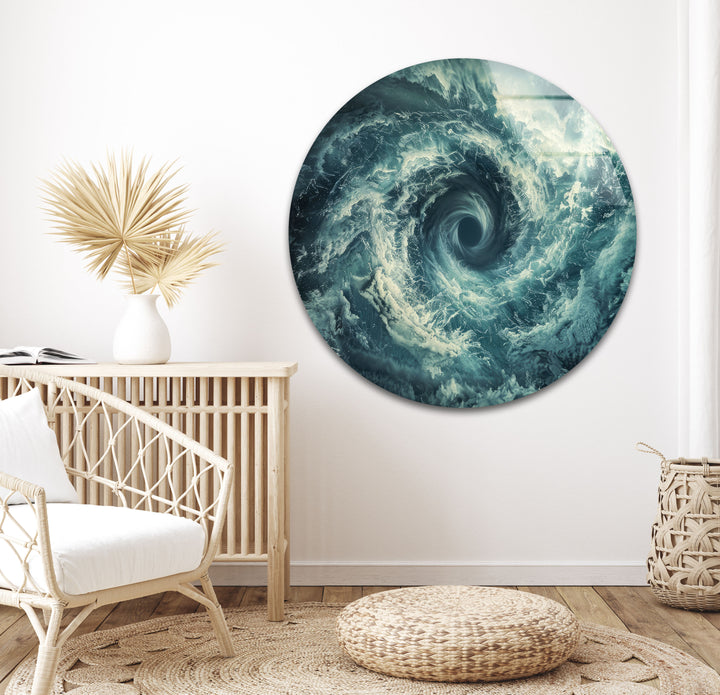 Whirling Tornado With Stormy Sky Glass Wall Art