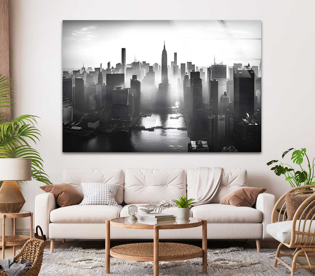 Breathtaking black-and-white cityscape of New York, perfect for adding drama and sophistication to your space.
