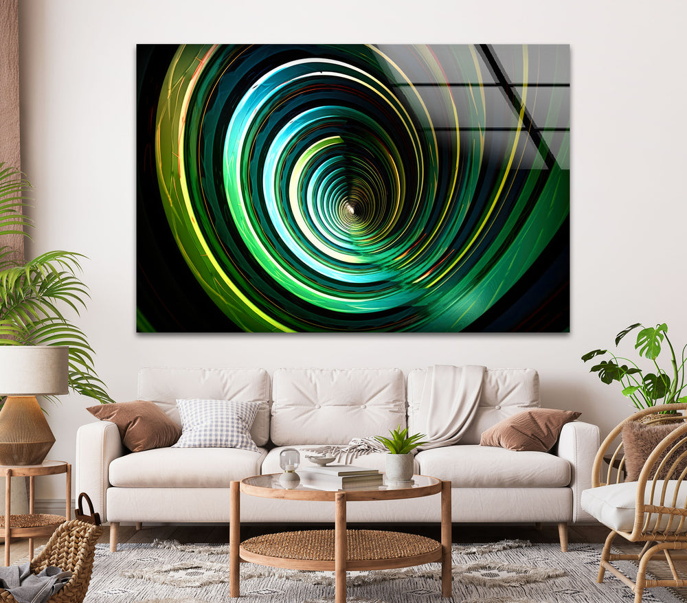 Fantastic green and yellow Circles Glass Wall Art