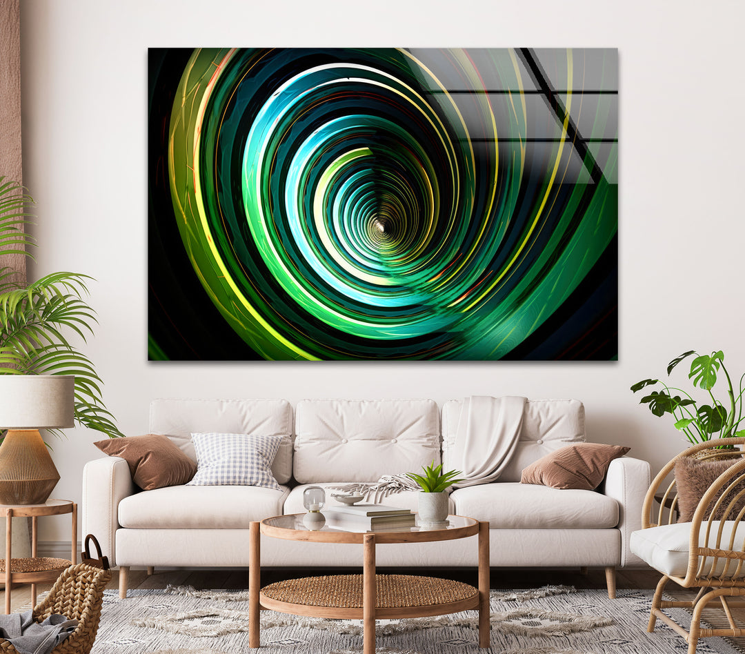 Fantastic green and yellow Circles Glass Wall Art