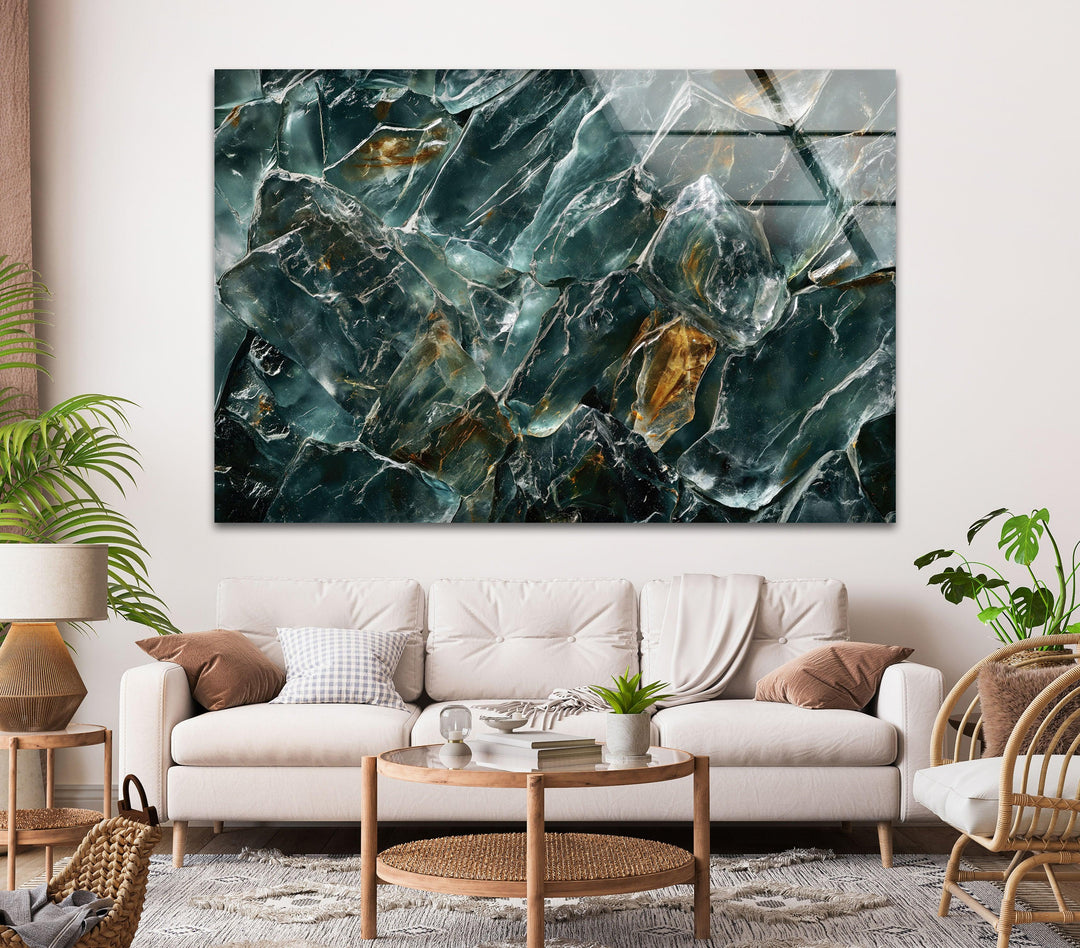 Vivid Green Abstract Marble Glass Wall Art