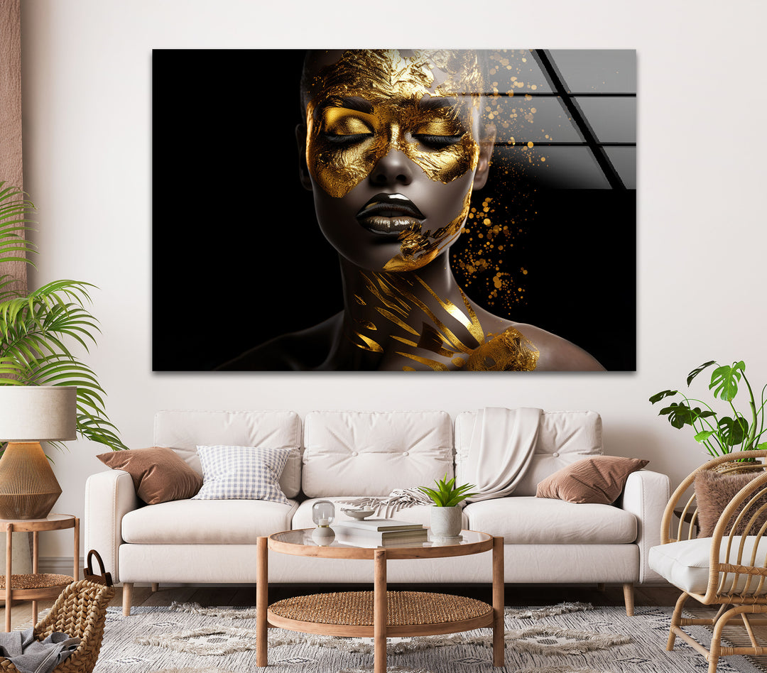 African Black Woman Tempered Glass Wall Art - MyPhotoStation