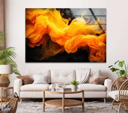 Abstract Flame Colors Wave Glass Wall Art
