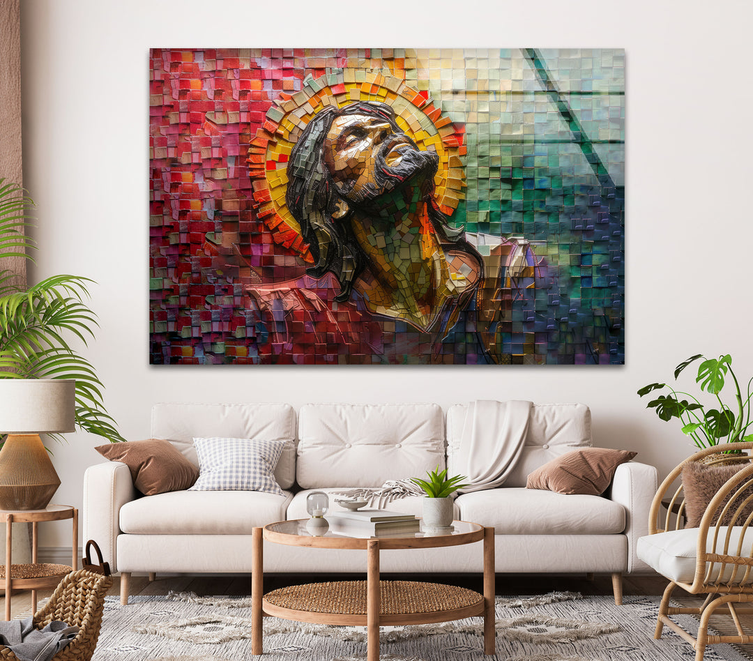 Stained Portrait of Jesus Glass Wall Art  stained glass wall art, stained glass wall decor