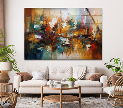 Abstract Oil Painting Glass Wall Art