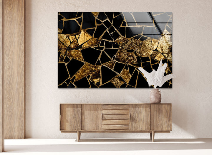 Black marble with gold Stained Glass Wall Art