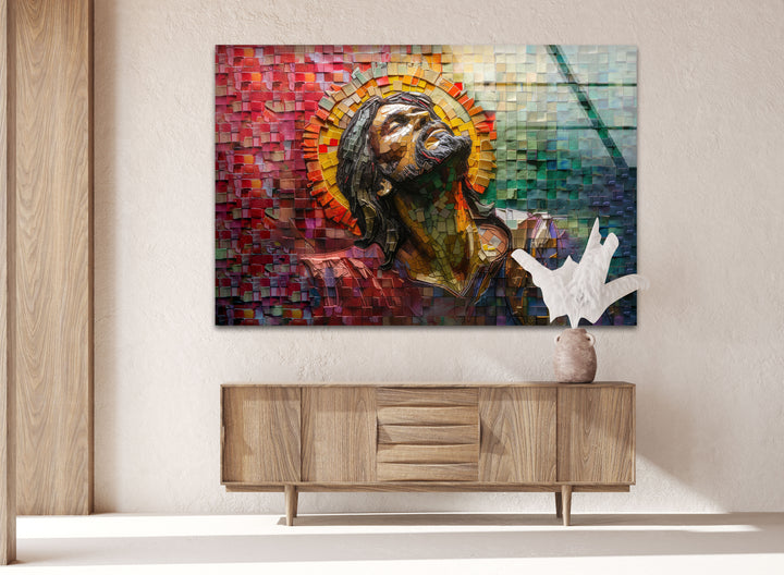 Stained Portrait of Jesus Glass Wall Art  glass wall decor, glass wall art decor