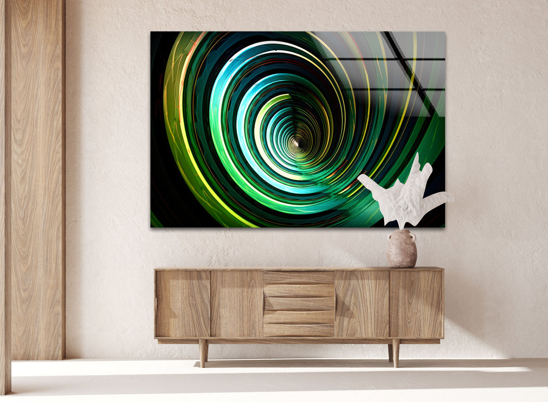 Fantastic green and yellow Circles Glass Wall Art