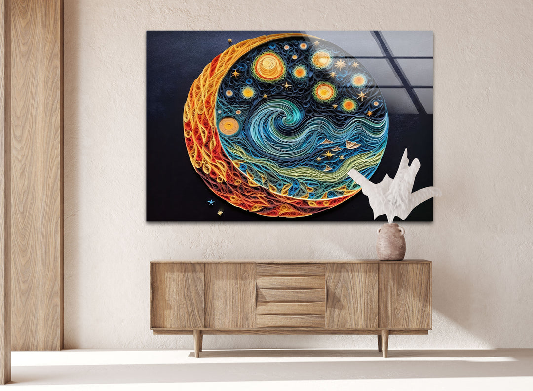 Starry Night Glass Wall Art