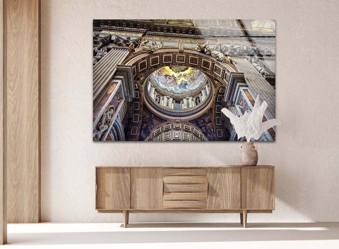 St. Peter’s Basilica Glass Wall Art – Vatican Ceiling Architecture