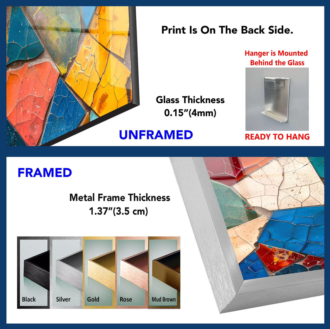 Cracked Colored Mosaic Design Glass Wall Art