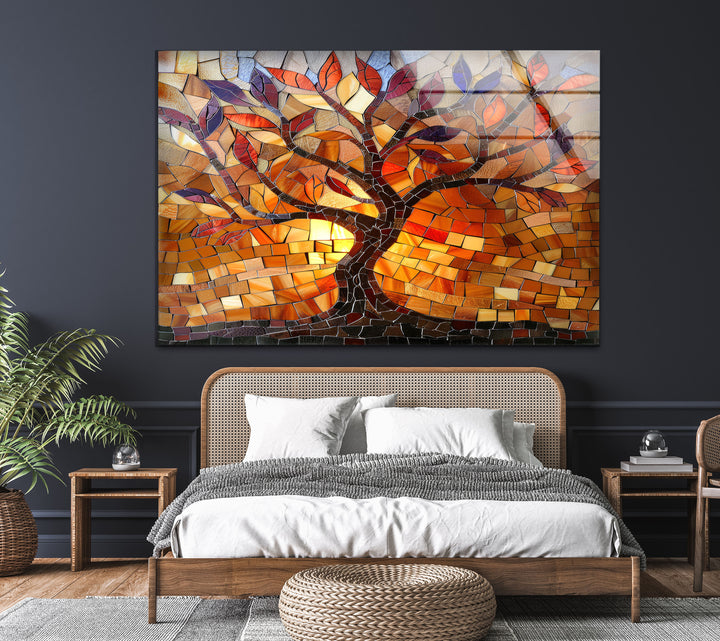 Stained Tree of Life Orange Glass Wall Art glass image printing, glass prints from photos