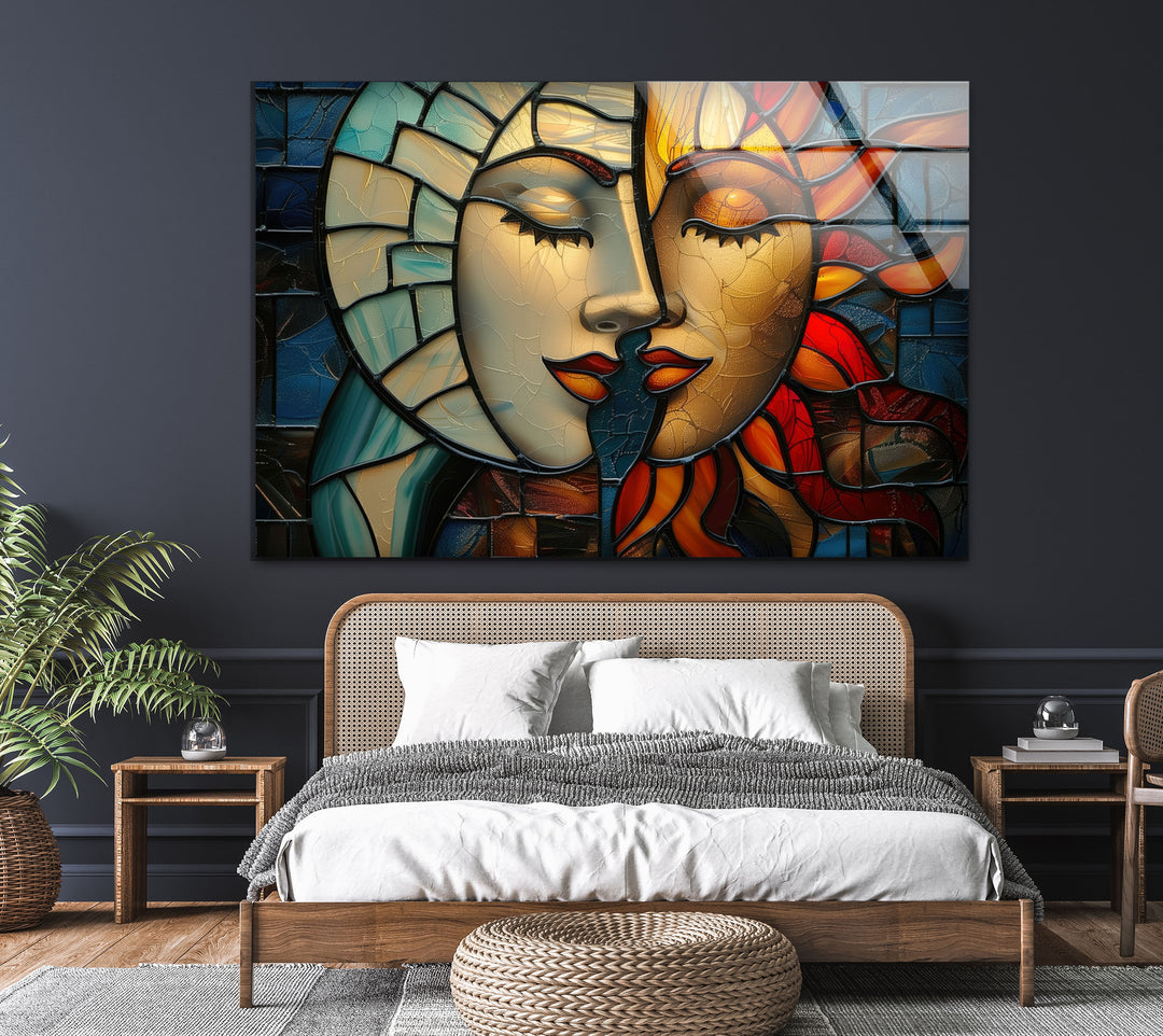 Two Painting Woman Glass Wall Art