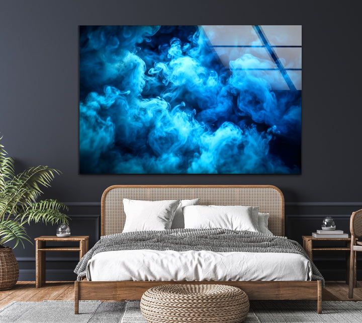 Blue Smoke Glass Wall Art glass pictures for Wall, glass prints wall art