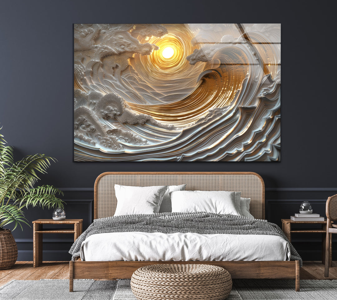 Sunset Abstract Painting Tempered Glass Wall Art - MyPhotoStation