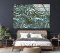 Shiny Blue Waves Glass Wall Art, custom glass pictures, glass art prints