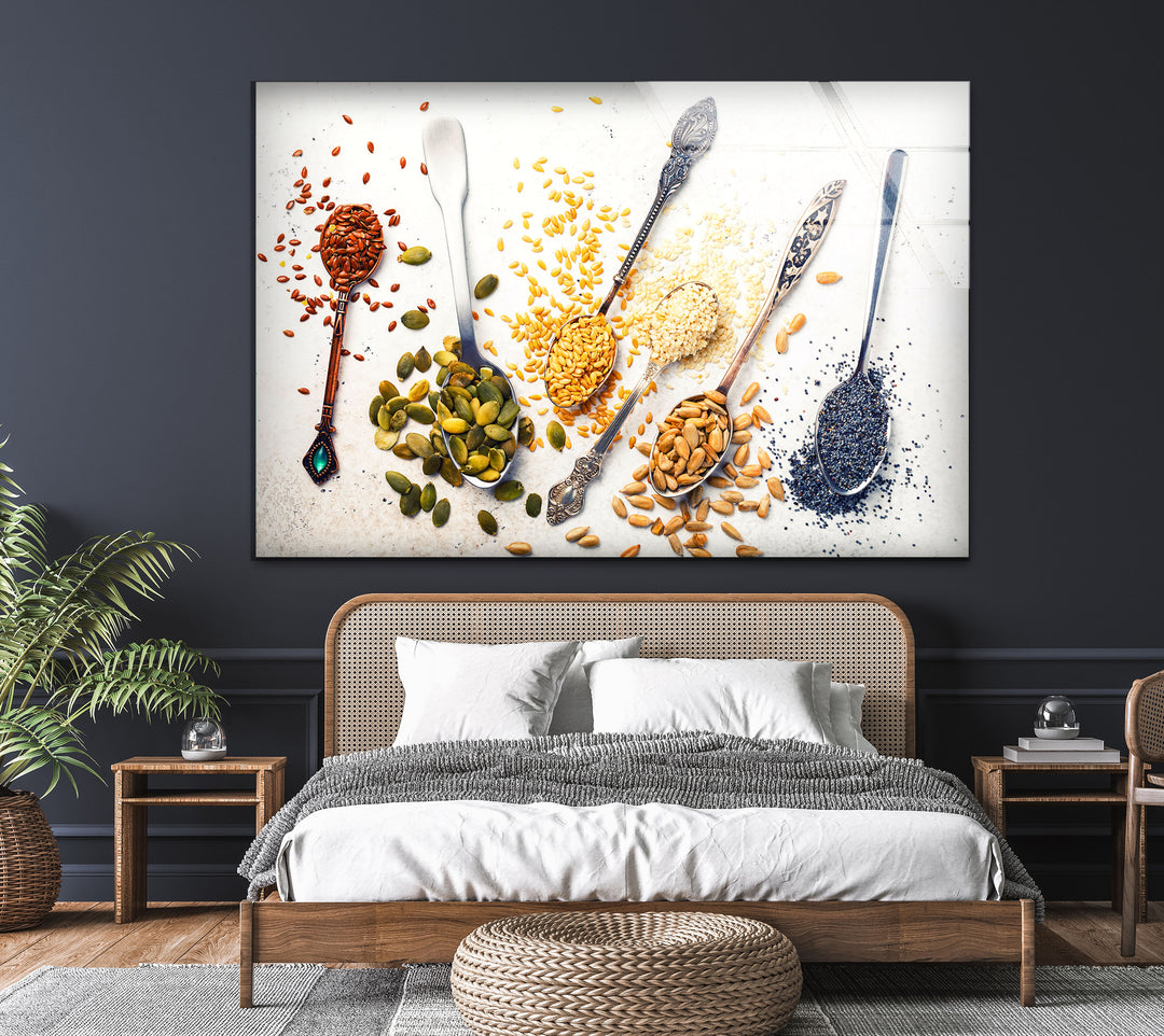 Spoons with Spices Glass Wall Art, Glass Printing Wall Art, Print photos on glass