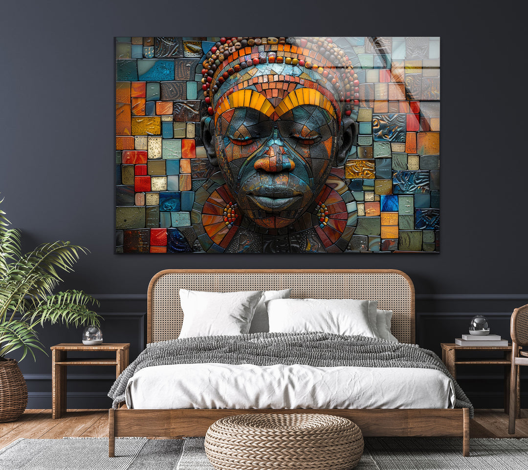 Colorful Mosaic Head Cool Art Prints & Glass Wall Artwork