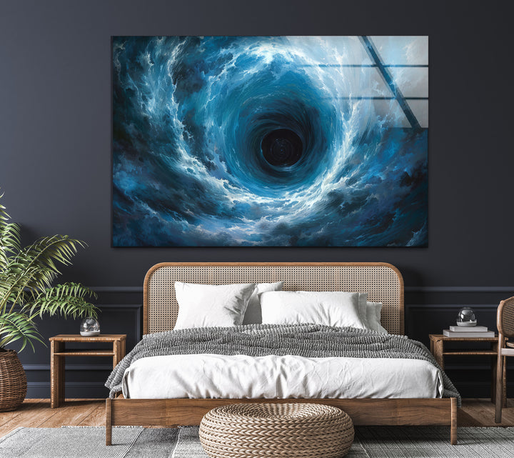 Blue Vortex Glass Wall Art glass image printing, glass prints from photos