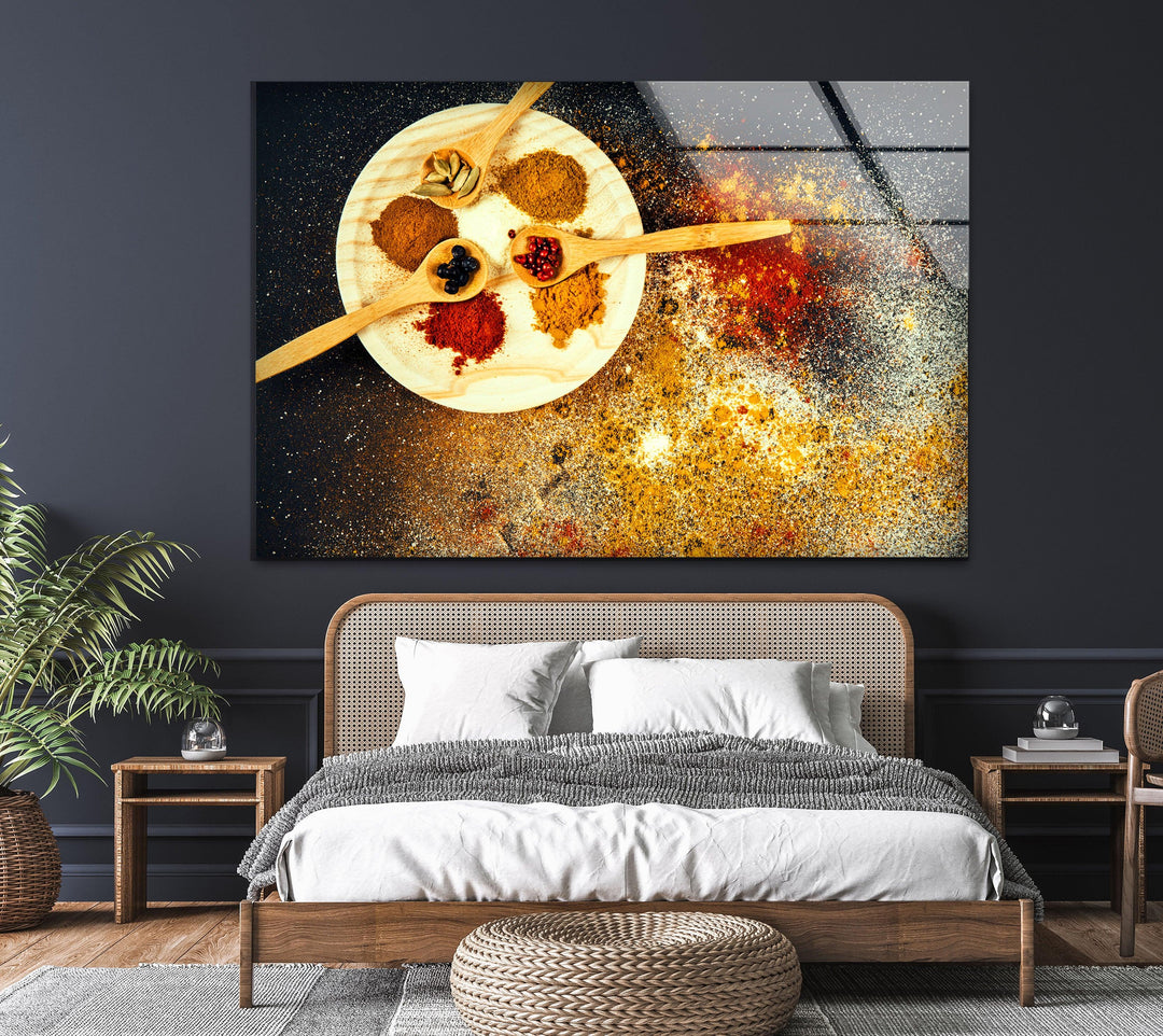 Yellow Spice Glass Wall Art, glass image printing, glass prints from photos