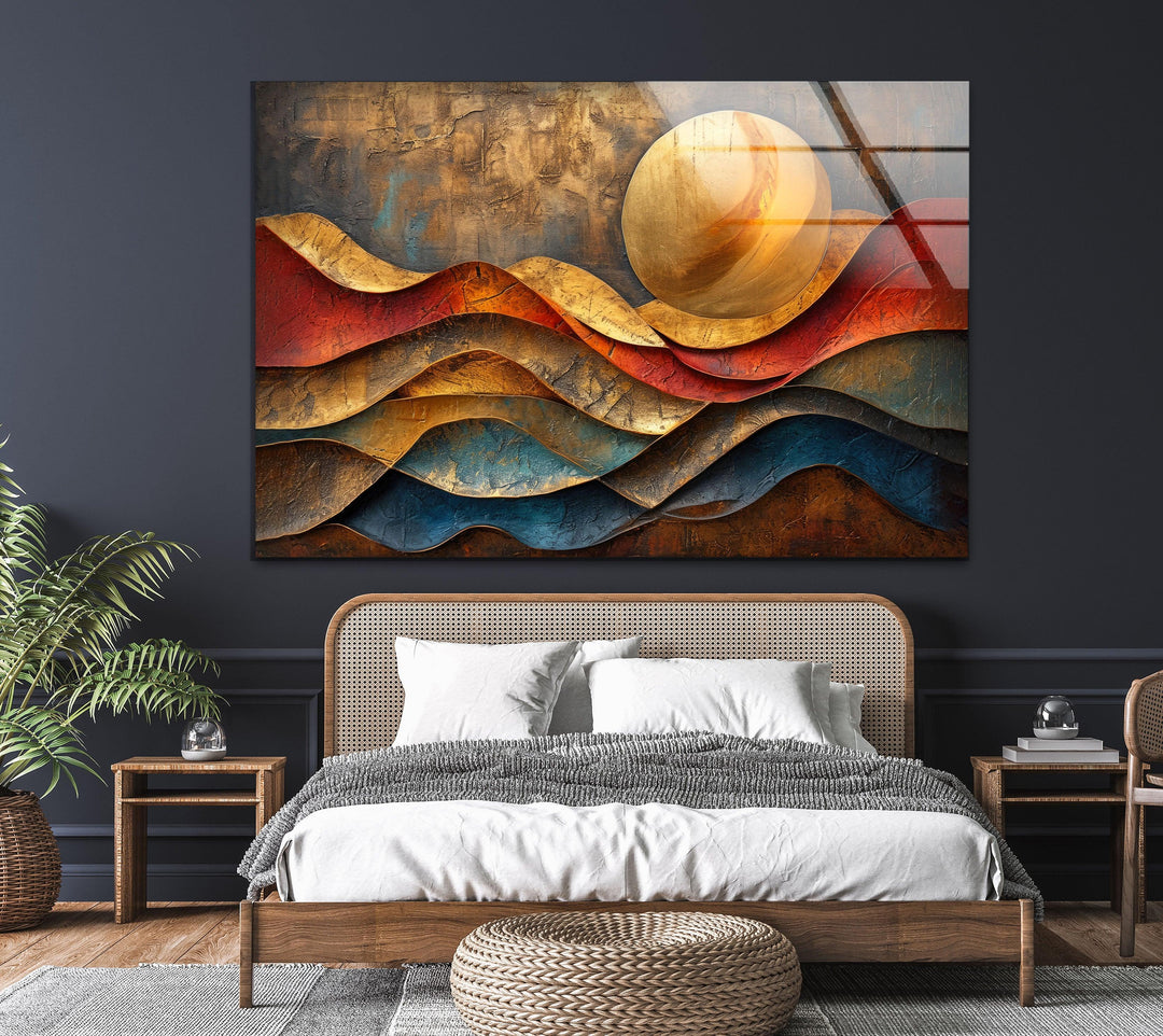 Sunset Abstract Painting Glass Art Painting & Cool Art Prints