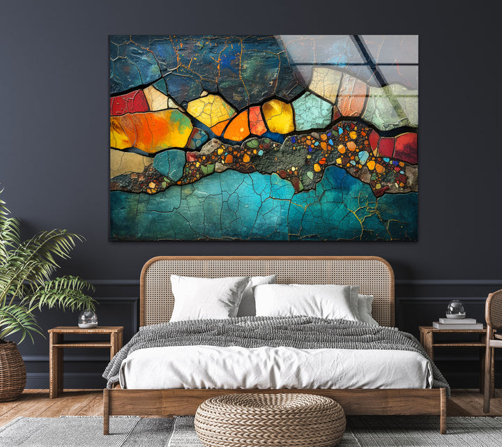 Colorful Stones Mosaic Design Glass Wall Art glass image printing, glass prints from photos
