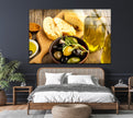 Olives And Bread Glass Wall Art, glass image printing, glass prints from photos