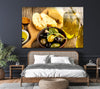 Olives And Bread Glass Wall Art, glass image printing, glass prints from photos