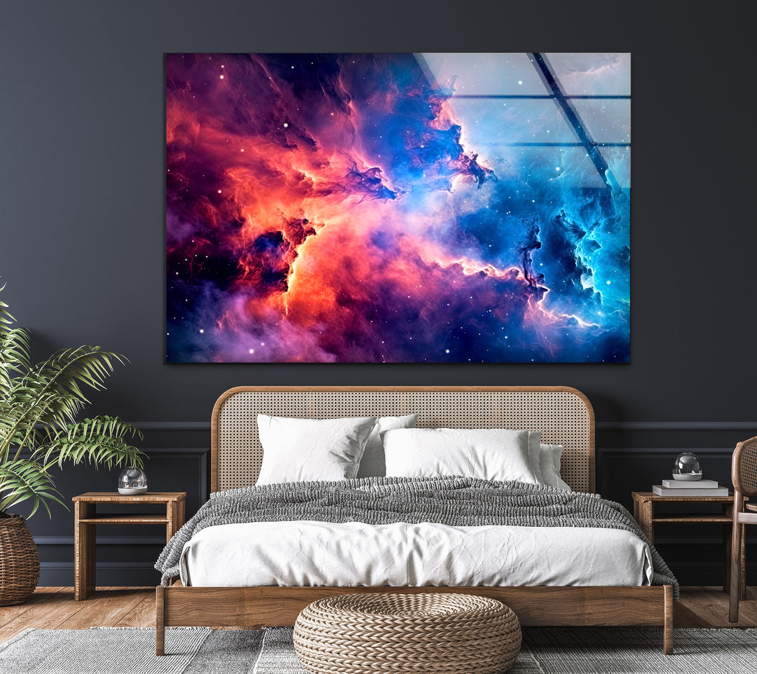 Nebula Universe Glass Wall Art, picture on glass wall art, photos printed on glass