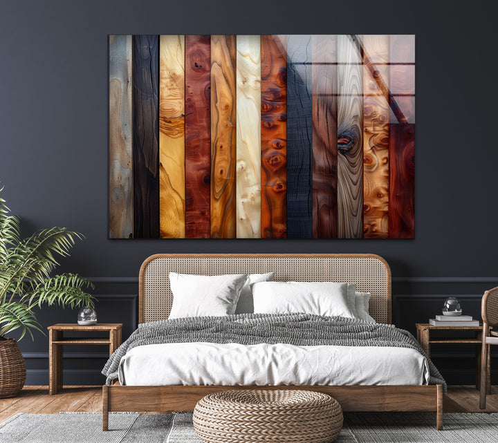 Colored Wooden Patterns Glass Wall Art photo print on glass, prints on glass wall art
