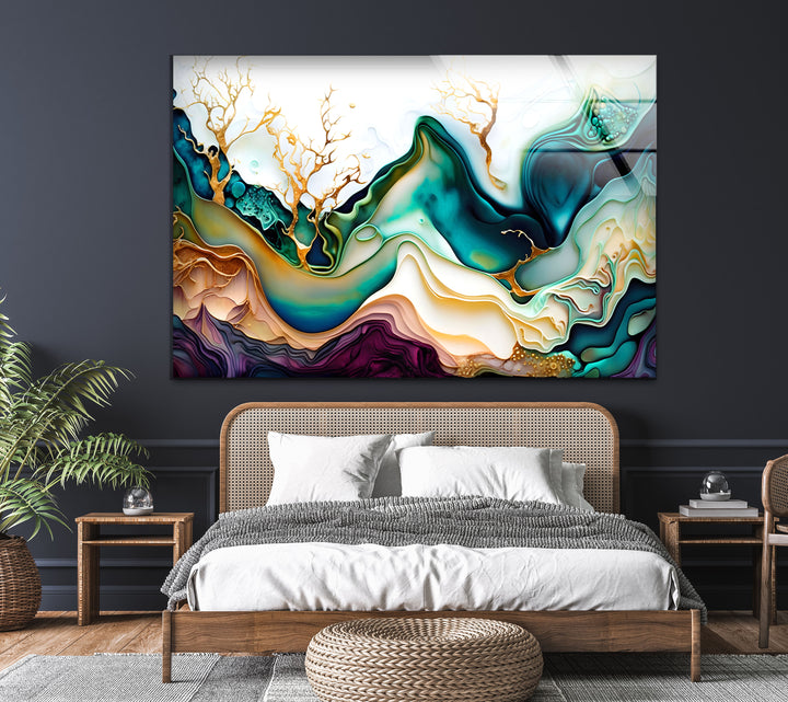 Abstract Watercolor Glass Wall Art