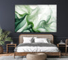 Abstract Green Tones ink Splashes Glass Wall Art