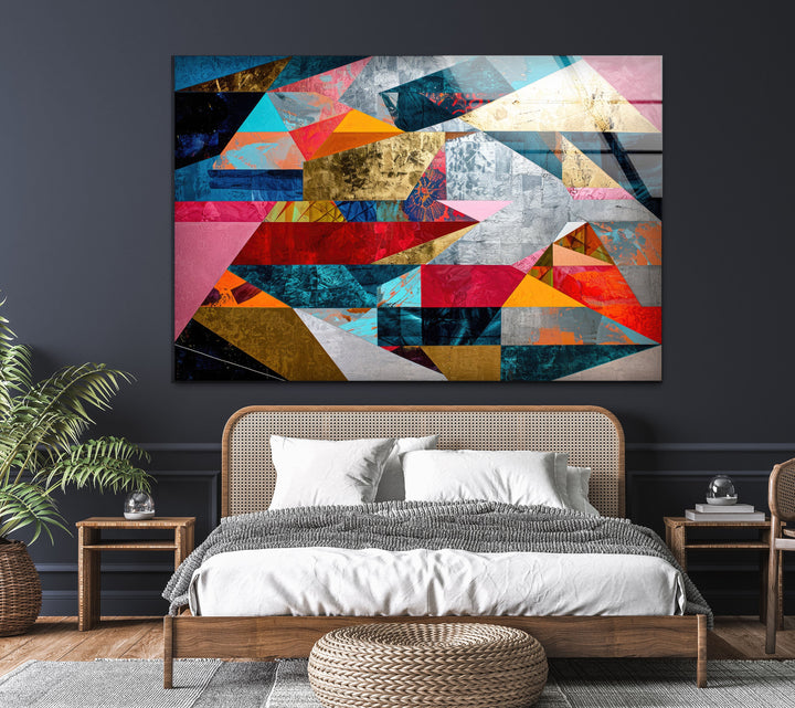 Geometric Shapes Abstract Tempered Glass Wall Art - MyPhotoStation