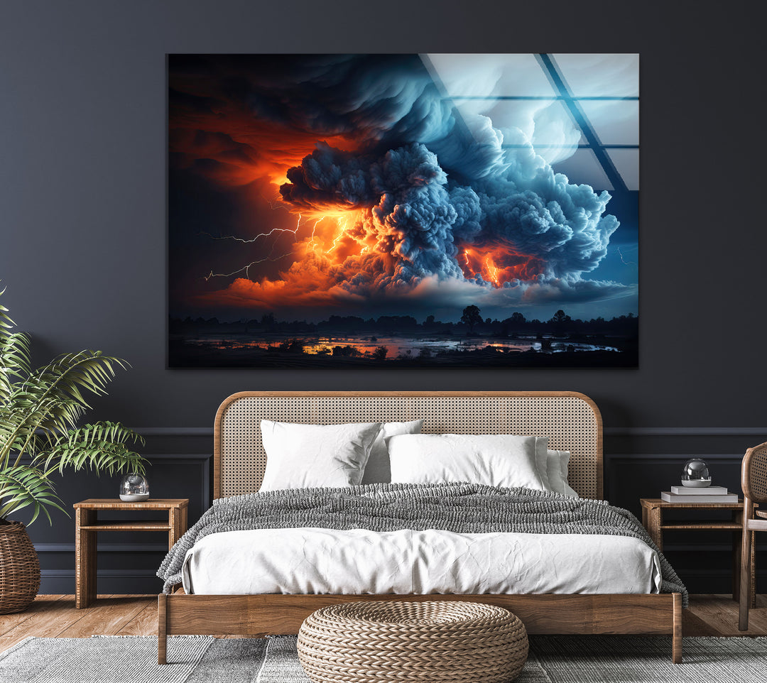 View of Thunderstorm Cloud Glass Wall Art