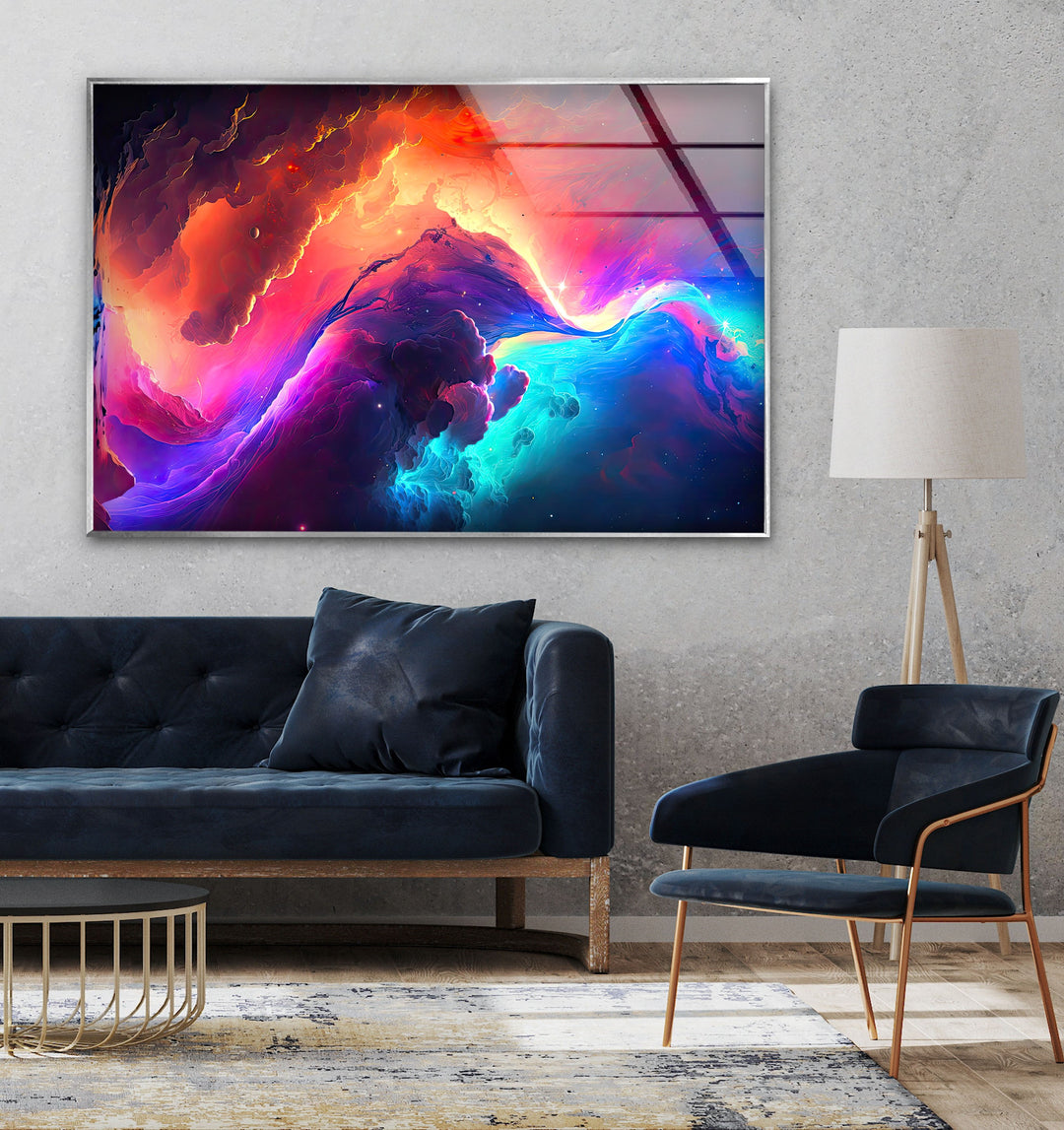 A Colorful Galaxy Glass Wall Art