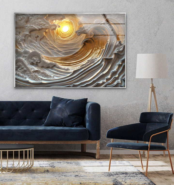 Sunset Abstract Painting Tempered Glass Wall Art - MyPhotoStation