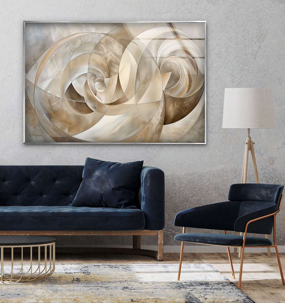 Marble Brown Beige Abstract Glass Wall Art