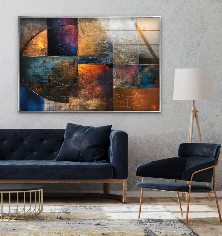 Abstract Colored Geometric Glass Wall Art custom glass photo prints, large glass prints