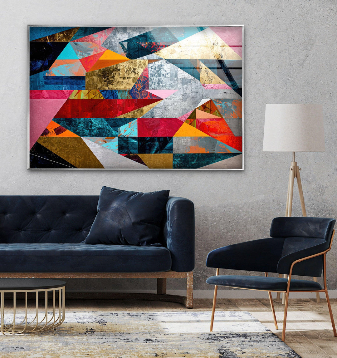 Geometric Shapes Abstract Tempered Glass Wall Art - MyPhotoStation