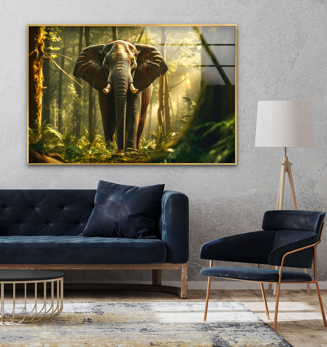 Elephant in The Forest Glass Wall Art  glass image printing, glass prints from photos