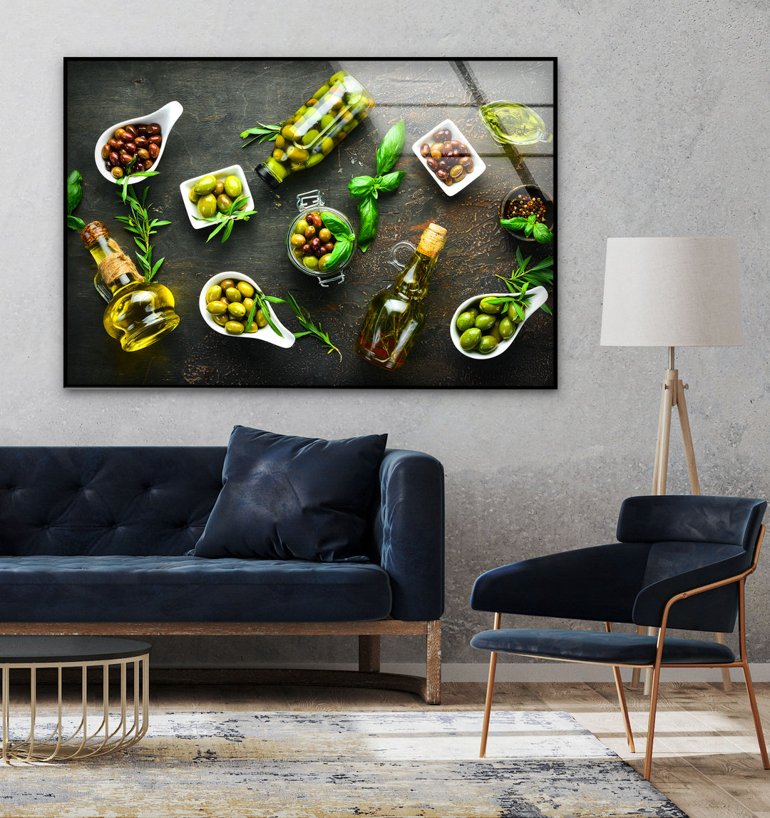 Bunch Of Olives Glass Wall Art, glass pictures for Wall, glass prints wall art