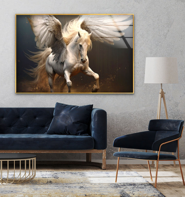 Winged Horses Glass Wall Art glass pictures for Wall, glass prints wall art