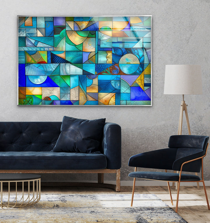 Geometric Colorful Glass Wall Art custom glass photo prints, large glass prints