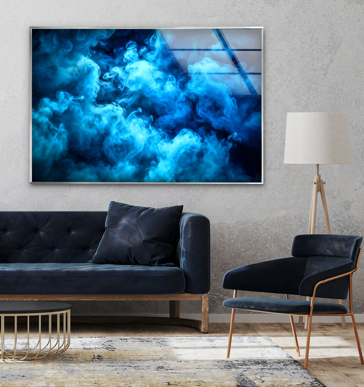 Blue Smoke Glass Wall Art glass image printing, glass prints from photos